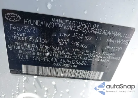 2021 Hyundai Sonata N Line from USA, damaged, VIN 5NPEK4JC6MH125688